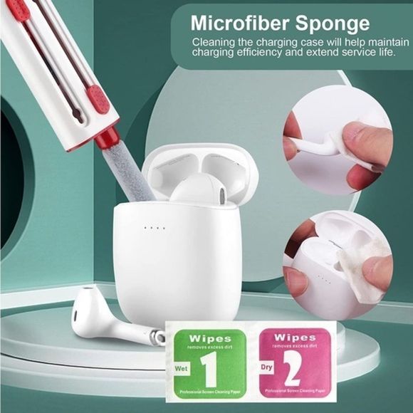 Cleaner Kit for AirPod 4-in-1 Multi-Function Cleaning Pen & Wet-Dry Wipes - Picture 6 of 7